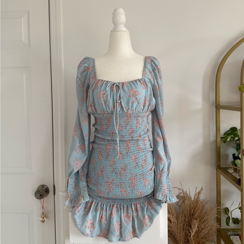 Floral Smocked Dress with Puff Sleeves